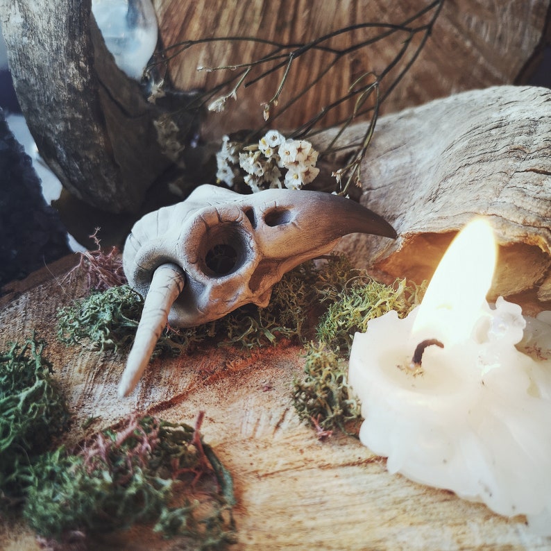 Crow skull hair pin