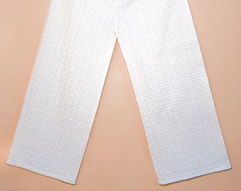 Off-white (Ivory) Indian Palazzo Pants Ethnic wear, Pure cambric cotton cloth palazzo, All over Embroidered design palazzo