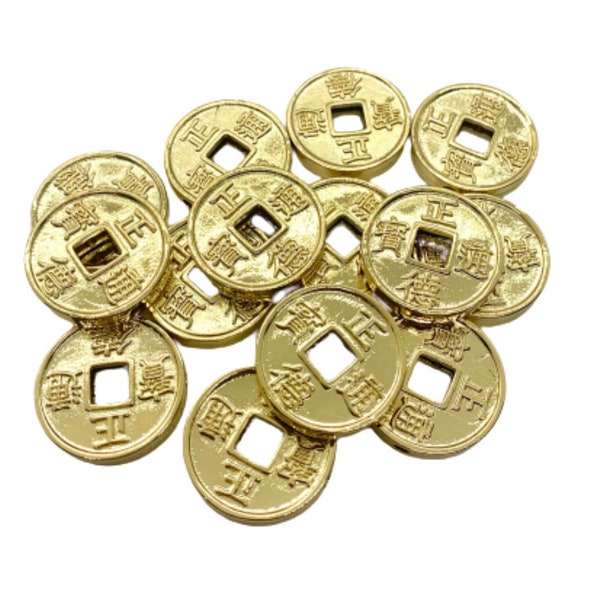 18K Gold Plated Chinese Coin, Protection and Wealth Jewelry, Good Fortune Chinese Coin, Good Energy Jewelry