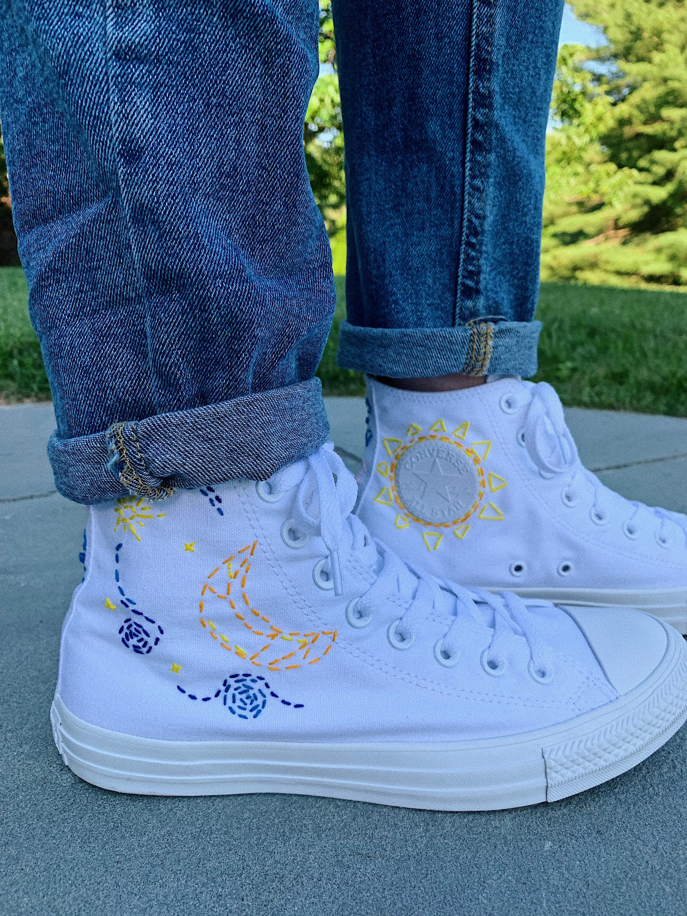Embroidered Converse Hightops Etsy