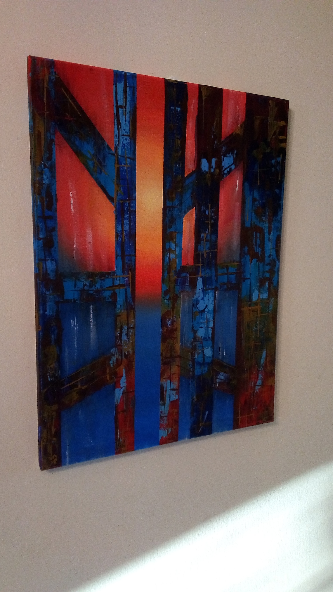 Original Abstract sunrise opening window painting wall art Etsy.de