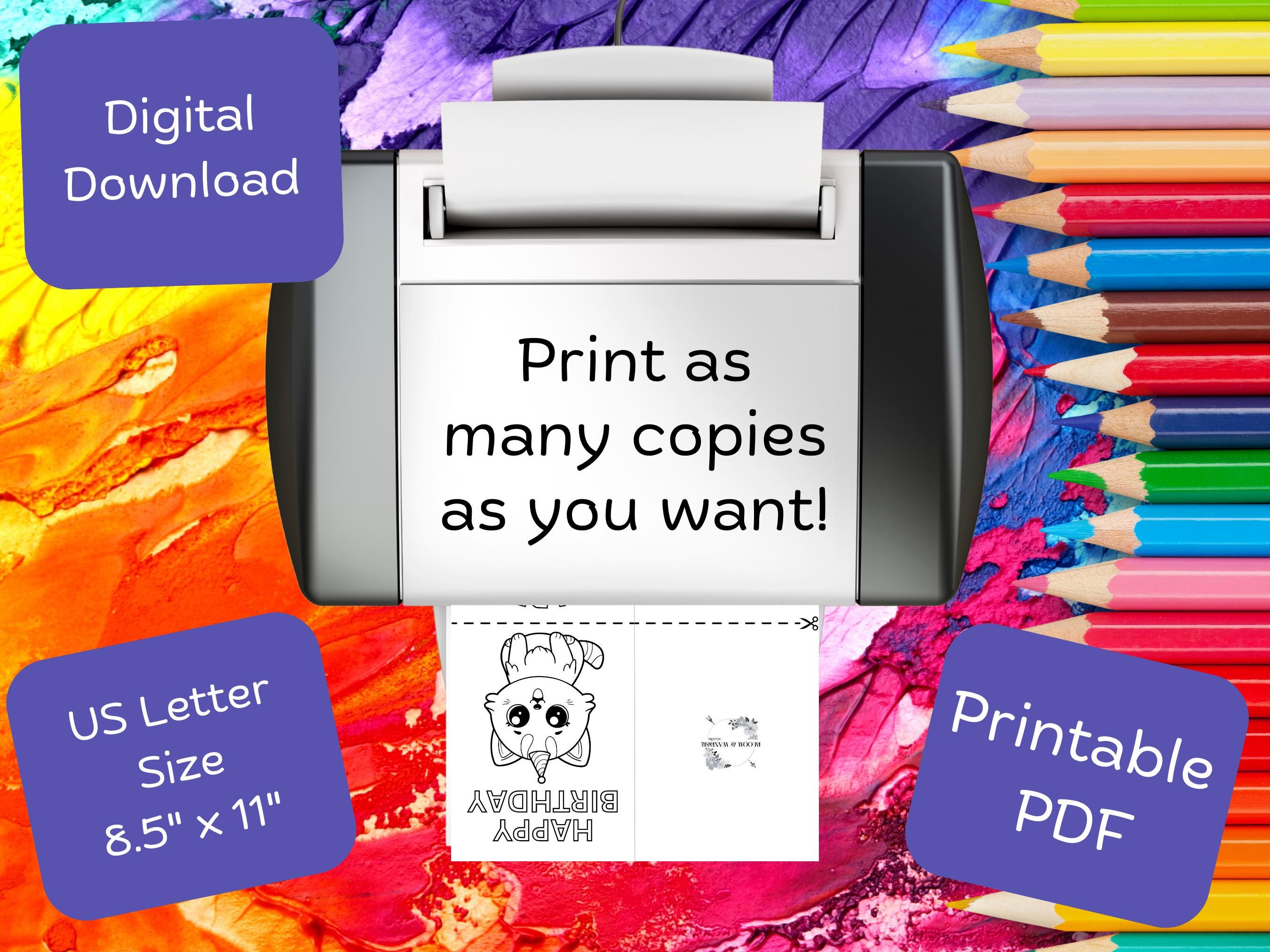 22 Printable Cat Themed Coloring Greeting Cards for Kids | Fun Holiday ...