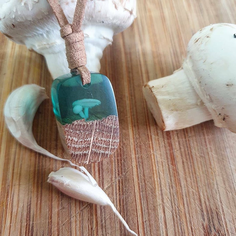 Made in the UK Handmade Eco Friendly Woodland Theme Resin and Oak Pendant Mothers Day Gift