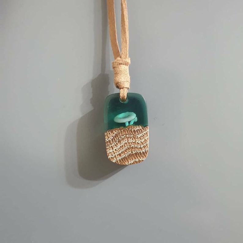 Made in the UK Handmade Eco Friendly Woodland Theme Resin and Oak Pendant Mothers Day Gift