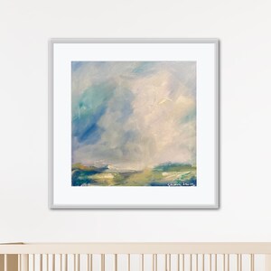 impresión de lienzo de paisaje de edición limitada / paisaje marino costero / firmado por artista / prado exuberante