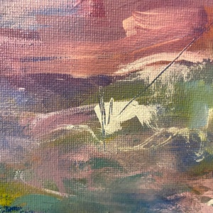 Mountain Landscape Underneath the bridge original impressionistic oil painting 12x12 in image 8