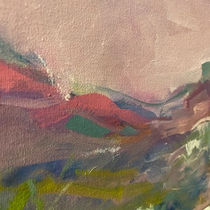 Mountain Landscape Underneath the bridge original impressionistic oil painting 12x12 in image 6