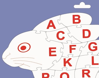 Laserskuren fil med kaninalfabetet