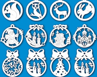 Julgransleksak SVG, julprydnad laserskuren fil Svg, Dxf, Eps,