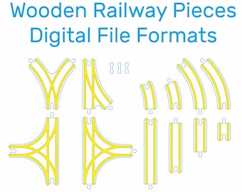 Järnvägsdelar i trä, endast digitala filformat, Eps, Dxf, Cdr, Ai, Pdf