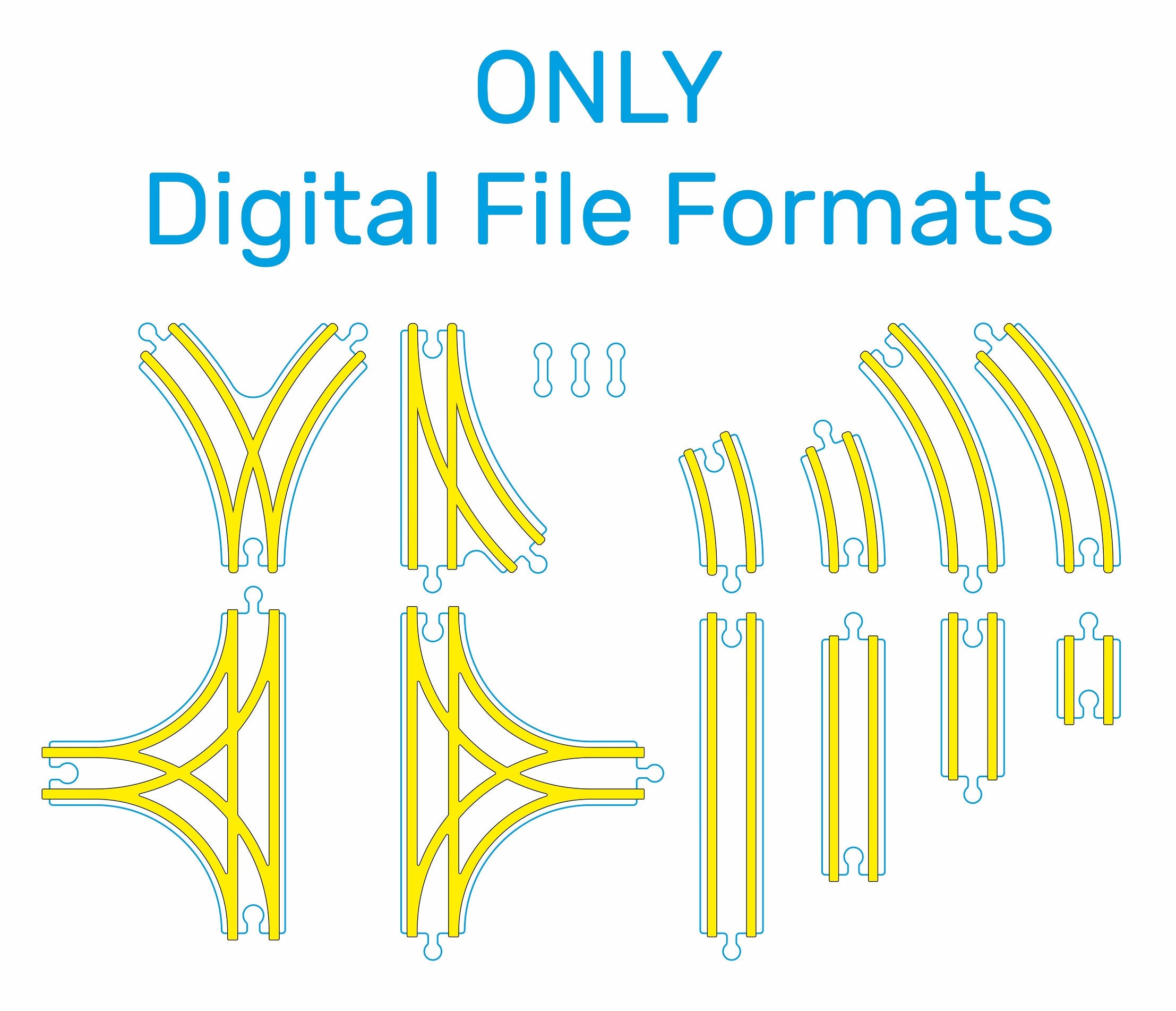 Rail File Template Wooden Railway Pieces Digital File Formats Only Eps, Dxf, Cdr, Ai, Pdf ...