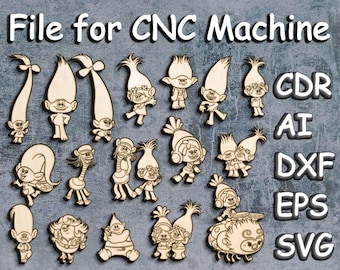 Trollfigurer för laserskärning