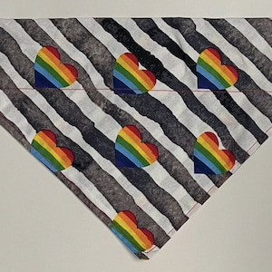 Handmade collar rainbow hearts bandana