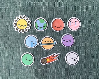 Sad Planets Stickers | 10 Pack | StinkoStudio