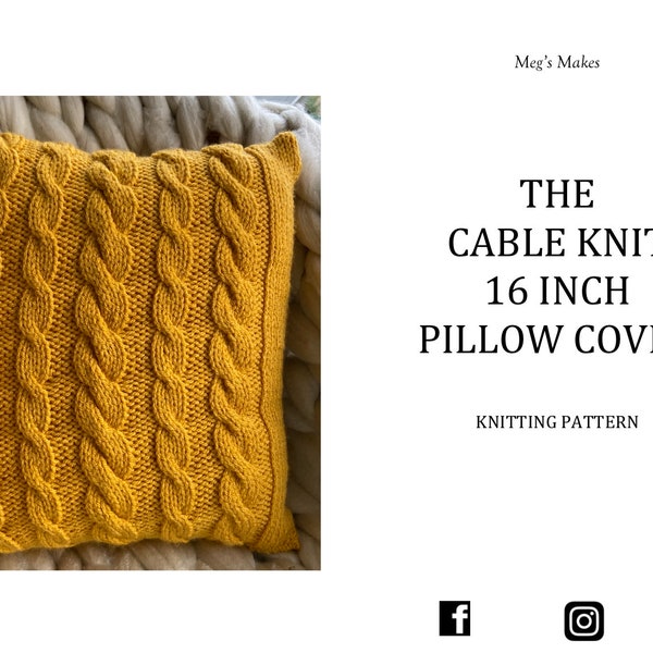Knitting pattern - cable knit pattern - PDF - Chunky knit pattern - PDF cable knit pattern for beginners - 16x16 inch pillow - throw pillow