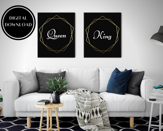 Black and Gold King and Queen Printable Wall Art Bundle - Etsy M??xico