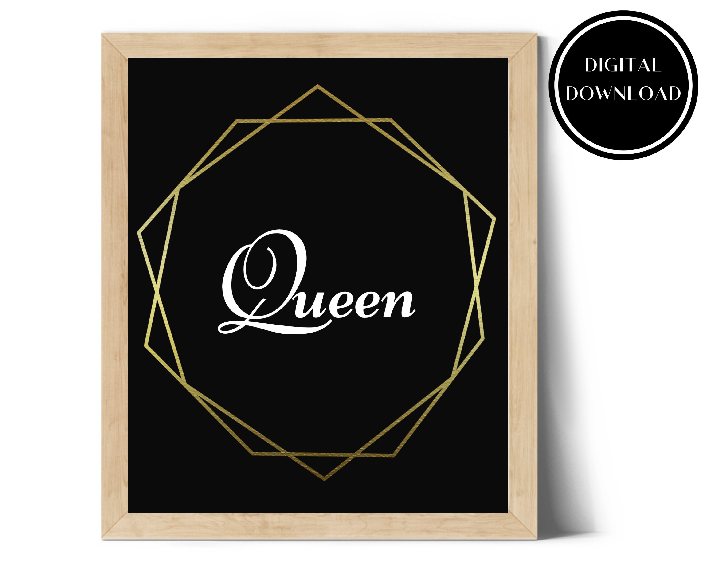 Black and Gold Queen Printable Wall Art Digital Download Etsy