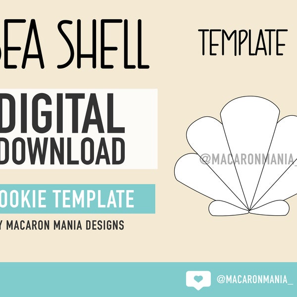 Sea Shell Macaron Template - Digital Download PDF - SVG - Print Your Own