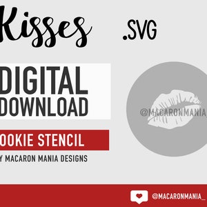 Kisses Lips Stencil -SVG - Digital Download PDF  - Print Your Own