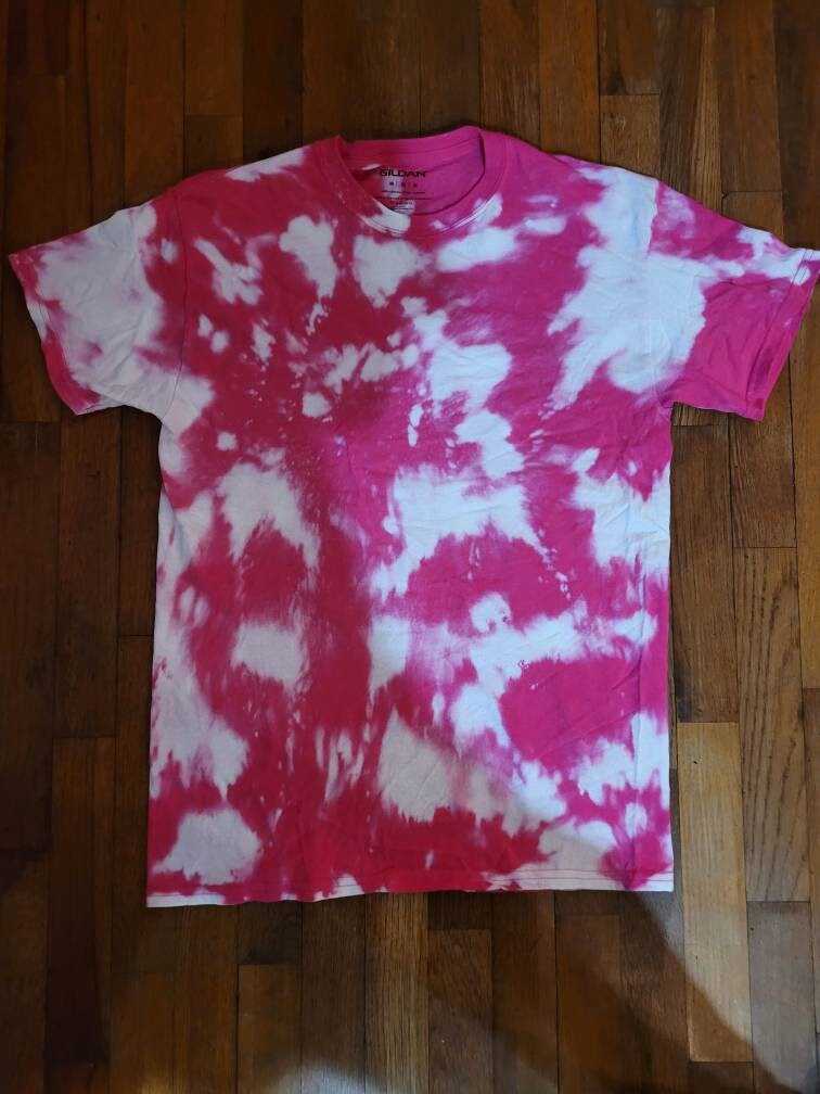 Hot pink bleached tshirt Etsy