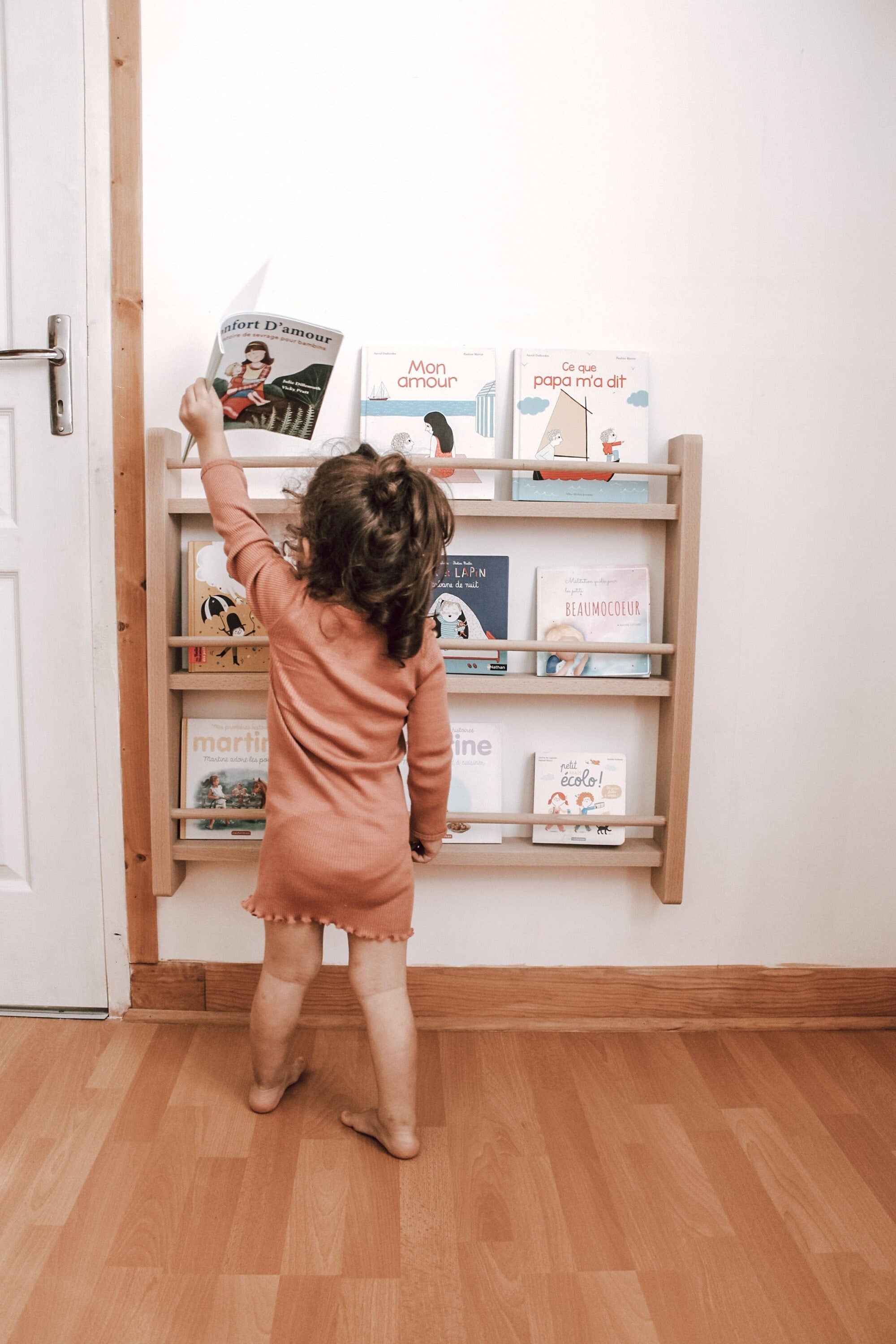 Bibliothèque Montessori/Étagère Murale Bois Massif Hêtre Bibliothèque Pour Enfant