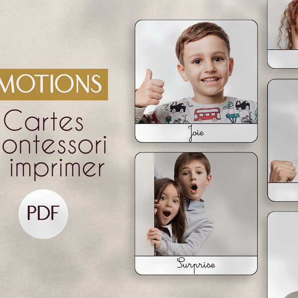 PDF Emotions cartes nomenclature Montessori à imprimer/ images classifiées / matériel éducatif / langage enfant / sentiments