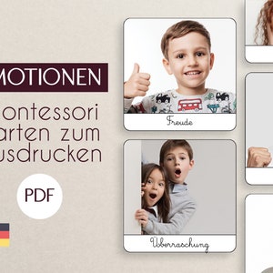 PDF Emotionen Montessori Nomenklaturkarten zum Ausdrucken/ klassifizierte Bilder / Lernmaterialien / Kindersprache / Gefühle
