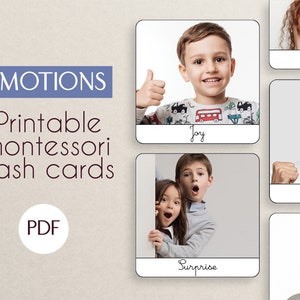 EMOTIONS Montessori flash cards / Printable / classified pictures / educational material / language child / Montessori cards / feelings