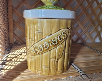 Vintage Bamboo Cookie Jar