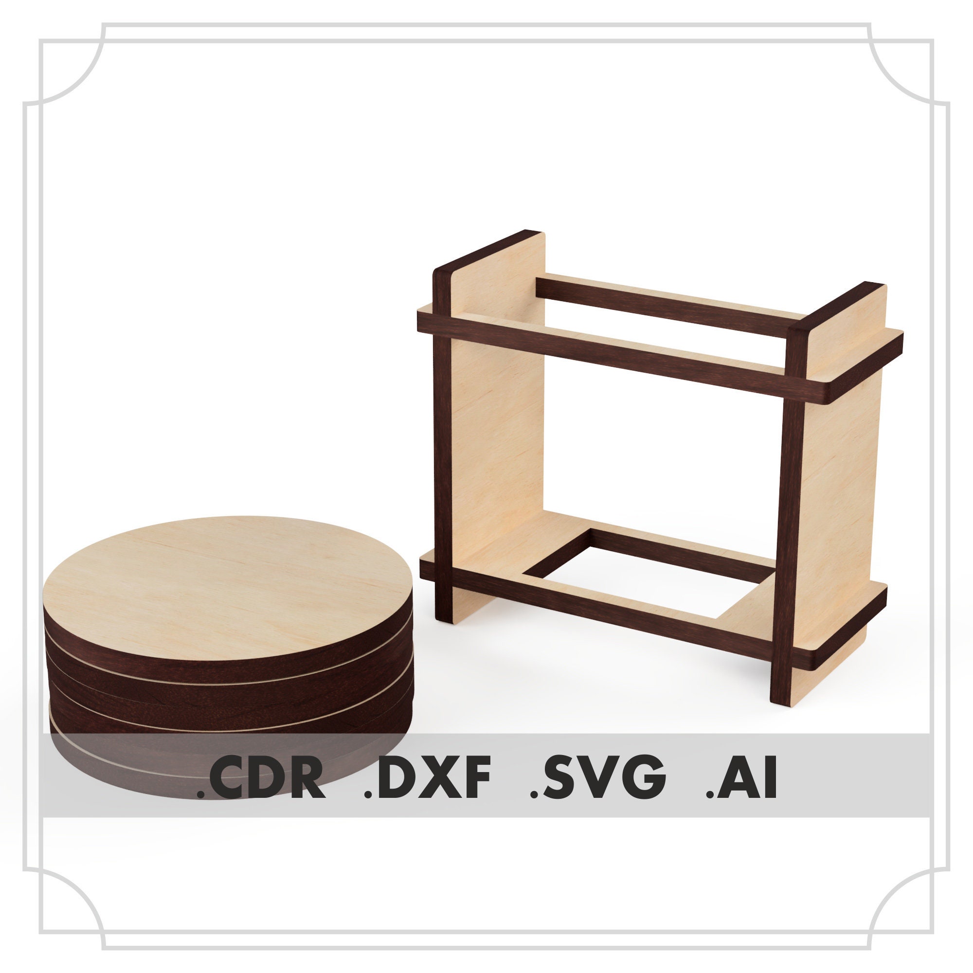 Coaster Holder SVG. Laser cut files. Files coaster Etsy