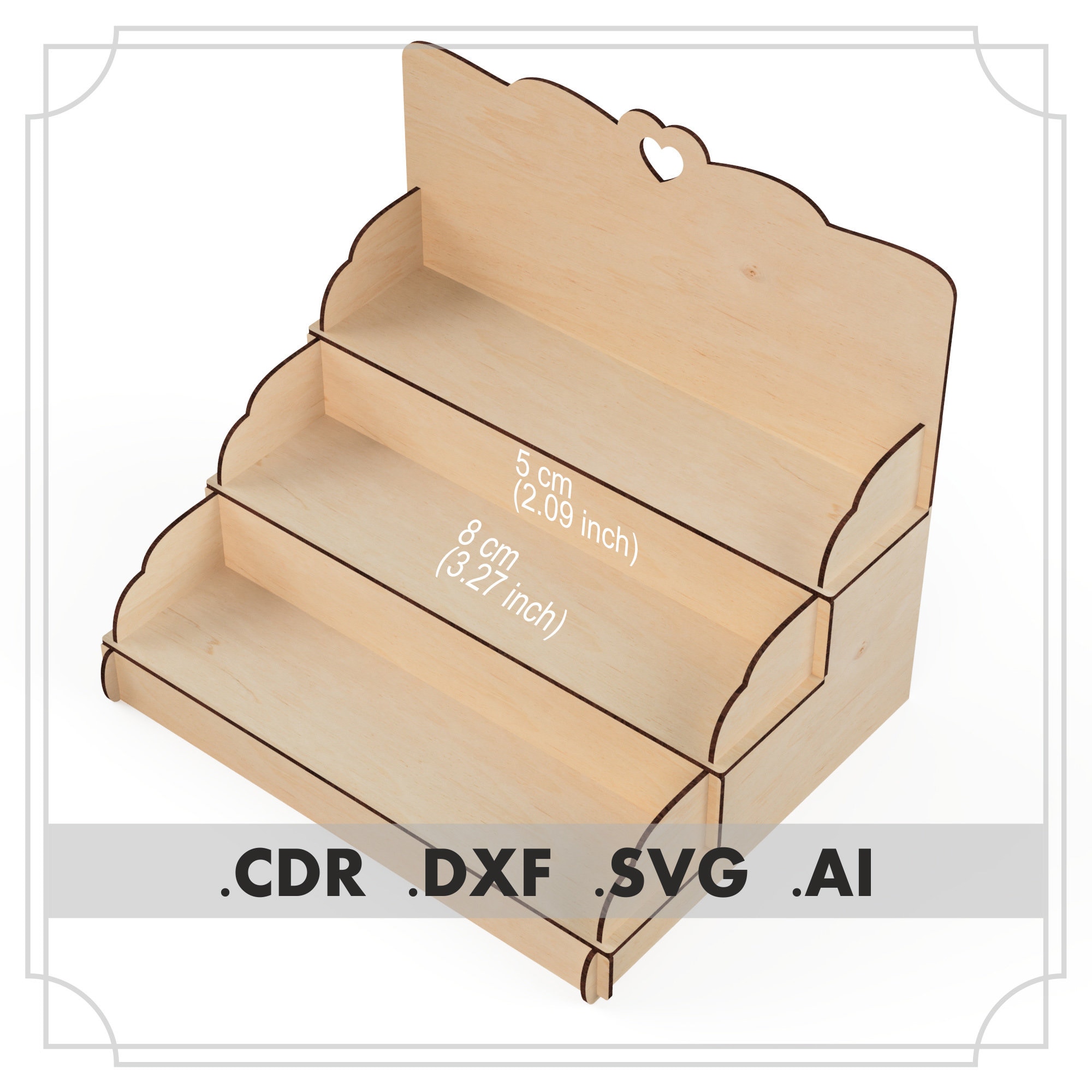 Holz Postkartenständer - 3-stufiger Displayständer - Für Grußkarten & Fotos