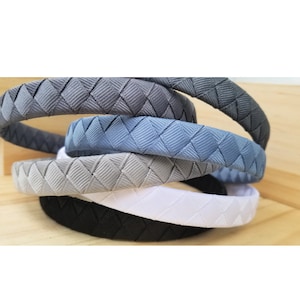 Grey Solid color Woven headband. Choose your colors. Choose your design.  Back to school. One inch wide. Half wide wide. Girl woven headband