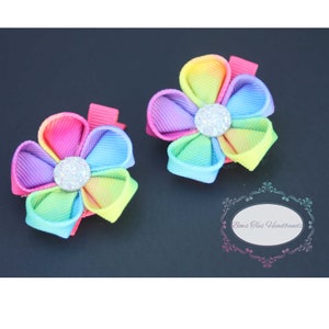 Rainbow Kanzashi cherry blossom flower hair clip Sakura Hair flower clip wedding  kimono accessories Yukata