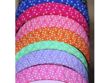 Pink Orange blue green Ribbon woven headban Polka dots. Choose your color. Back to school one inch  half inch wide girls toddler adult