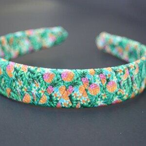 Woven headband TROPICAL PINEAPPLE  colors. Toddler to adult headband. Girl woven headband. Back to school headband. Adult woven headband.