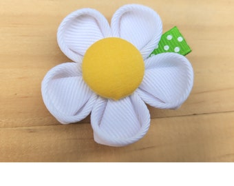 White Kanzashi  blossom flower hair clip  pick up color customize