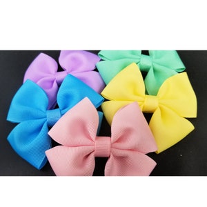 Red pink blue green purple  Pick up color. Single or Set. Pastel colors Medium  hair bows piggy tails. Hair Bows Girls Toddler. 3 inches