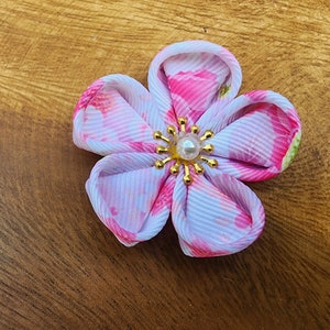 Kanzashi Red Pink Purple Handmade Kanzashi Sakura cherry blossom flower hair clip ,Tsumami, Yukata. Kimono. wedding, festival , Party favor Pink