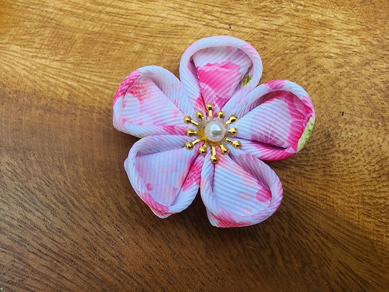 Kanzashi Red Pink Purple Handmade Kanzashi Sakura cherry blossom flower hair clip ,Tsumami, Yukata. Kimono. wedding, festival , Party favor Pink