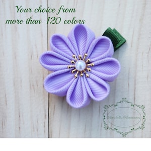 Lavander Pink red white blue orange Kanzashi Daisy blossom flower hair clip / Sakura Hair flower clip pick up color