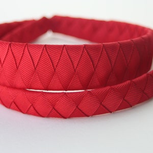 Red Woven headband. Choose your colors. Choose your design.  Back to school. One inch wide. Half wide wide. Girl woven headband
