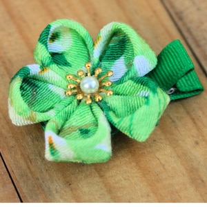 Green Kanzashi cherry blossom flower hair clip Sakura Hair flower clip wedding  kimono accessories Yukata
