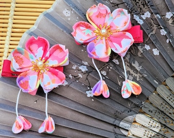 アクセサリー himono Handmade Japanese Traditional Tsumami Kanzashi Hair Clip Pin