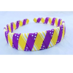 LSU Tigers Minnesota Vikings LA Lakers Purple and Yellow Ribbon Headband  Woven  ribbon headband Team spirit girl toddler adult