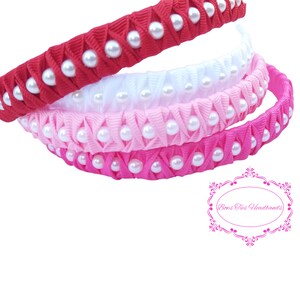 Red Pink  Twisted woven grosgrain   ribbon headband. Your choice half or one inch wide. Pick up color