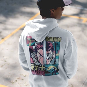 Homemade Warrior Anime Hoodie – Retro Japanese Comic Hoodie – Unisex Manga Sweatshirt – Cyberpunk Streetwear Gift – Anime Street Style