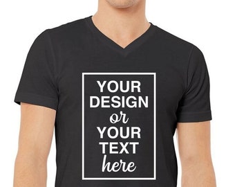 Personalized V-Neck Tee for Men, Custom Tshirt, Your Text Here Shirt, Photo Picture T-Shirt, Custom Birthday Gift for Dad Grandpa Husband