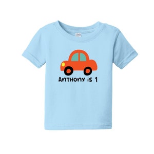 Red Car Birthday Shirt | Custom Toddler Boy Birthday Tee with Name and Age | First Birthday Car Theme Shirt