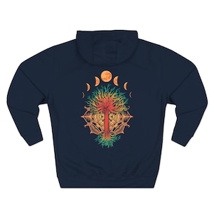 Bohemian Tree Hoodie | Nature Graphic Fleece Hoodie | Pagan Moon Phase Sweatshirt | Eco Friendly Unisex Hoodie Gift