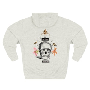 Skull Floral Hoodie | Gothic Fleece Sweatshirt | Cozy Streetwear Pullover | Halloween Hoodie | Unique Skull Art Hoodie Gift